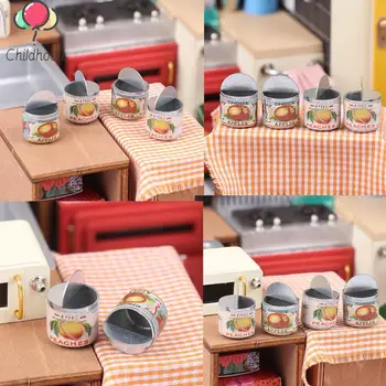 1/12 Кукольный домик, миниатюрная консервированная фруктовая имитационная модель еды, кухонные принадлежности для декора кукольного домика, детские игрушки для ролевых игр
