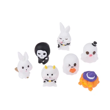 1 комплект кукольного домика, мини-украшение на Хэллоуин, кролик, призрак, фигурка мрачного жнеца, тыква, кролик, микро-пейзаж, игрушка для декора