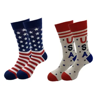 1 пара носков с американским флагом для мужчин и женщин, осенние и зимние хлопчатобумажные носки в звездную и полоску высшего качества, лучший подарок, прямая доставка