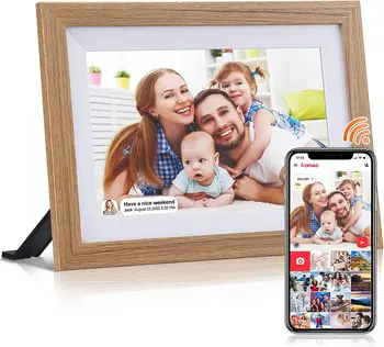 10,1-дюймовая облачная цифровая фоторамка с Wi-Fi, приложение для ios и Android, удаленная цифровая фоторамка, деревянная цифровая рамка
