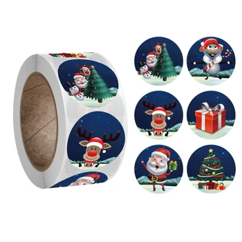 100-500шт Веселых рождественских наклеек, круглые наклейки, Рождественская бирка для запечатывания конвертов, наклейки для упаковки товаров в магазине подарочного декора