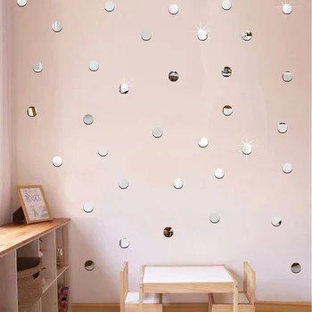 100 шт. /компл. 3D маленький круг в горошек, Акриловая наклейка на стену с зеркальной поверхностью, обои для украшения детской комнаты, Съемные круглые наклейки на стены