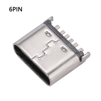 100шт/Iot 6Pin SMT Разъем Micro USB Type C 3.1 Гнездовое Размещение SMD DIP Для Проектирования печатных плат PD С Высоким Током Быстрой Зарядки