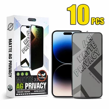 10шт AG Матовая Защитная Пленка Из Закаленного Стекла Для Защиты Экрана От Шпиона Для iPhone 14 Pro Max 13 Mini 12 11 XS XR X 8 7 6 Plus SE