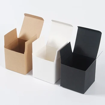 10шт Белых бумажных складных коробок, Маленькая коробка для упаковки подарков ручной работы, черно-красные коричневые картонные коробки для вечеринок