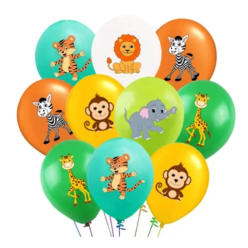 10шт джунглей, сафари животных, воздушные шары 12 дюймов латексные воздушные шары для животных джунглей, сафари животных, тема день рождения украшения