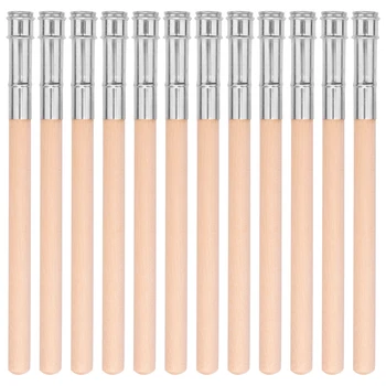 12 Штук деревянных удлинителей для карандашей Удлинитель для художественных карандашей Удлинитель для карандашей с алюминиевой ручкой для школьных канцелярских принадлежностей