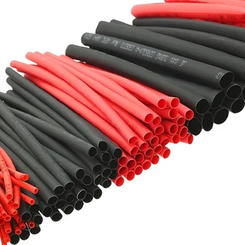 127шт Черно-красная Термоусадочная трубка в ассортименте 2: 1 Полиолефиновая трубка Для обмотки автомобильного кабеля Комплект проводов