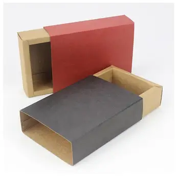 15 шт. /лот, бумажная коробка из крафт-картона, красная / черная / коричневая, Выдвижная упаковочная коробка для вечеринок, Подарочные коробки для хранения