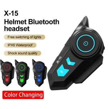 2 в 1 Микрофон, гарнитура для мотоциклетного шлема Bluetooth 5.0, Комплект для стереовызова с громкой связью, Водонепроницаемые наушники для мото-шлема, 5 режимов освещения.