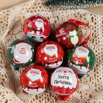 2 шт., Креативная Рождественская коробка для конфет, Жестяной шар, коробка для конфет, Подарочный шар, Упаковочная коробка, Украшения Санта-Клауса, Подвесная елка