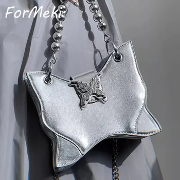 2023 Женская сумка на металлических цепочках с бабочкой Y2K, милая крутая летняя сумка