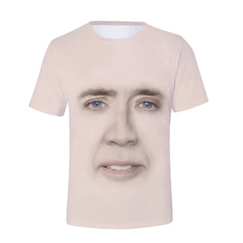 2023 Забавные футболки с 3D рисунком лица Николаса Кейджа, уличная одежда, мужские и женские футболки, модная футболка оверсайз с коротким рукавом, одежда