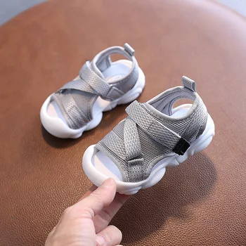 2023 Летние детские сандалии, пляжная обувь для девочек с ремешками на щиколотках, Детские сандалии с закрытым носком для мальчиков, Размер 15-25
