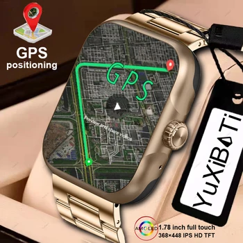 2023 Новые умные часы с разрешением 1.78 AMOLED для мужчин, BT Вызов, GPS Позиционирование, Спортивный Фитнес-трекер, мужские Водонепроницаемые Умные часы IP68 для Android IOS