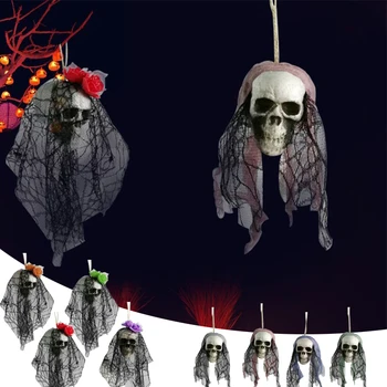 2024 Хэллоуин Подвесные подвески с черепом Призрака для вечеринки в честь Хэллоуина Украшение домашней внутренней Наружной двери Дом с привидениями Бар Реквизит Ужасов