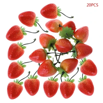 20шт Имитация искусственной клубники, поддельные фрукты, декор для домашней вечеринки D08D