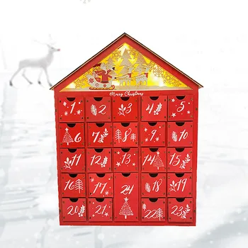 24-дневный Деревянный Рождественский календарь обратного отсчета красного цвета, стильные настольные поделки, декор, подарок для друзей и семьи