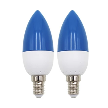 2X Светодиодная лампа с цветным подсвечником E14, цветная свеча синего цвета