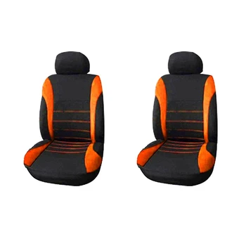 2X Чехлы для передних автомобильных сидений с подушкой безопасности, готовые спортивные ковшеобразные чехлы для сидений, автомобильные чехлы для сидений (черный + оранжевый)