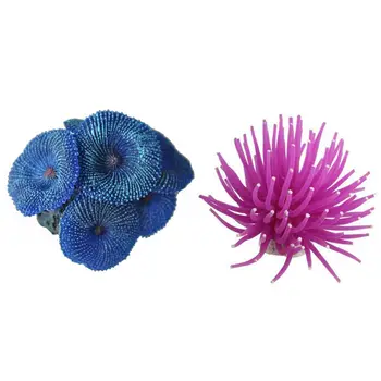 2шт. Аквариумных рыбок, Морской Искусственный Коралловый орнамент, украшение - Фиолетовый и синий