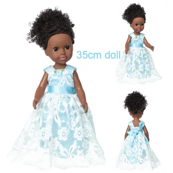 35 СМ Bebê Reborn Africa Черная кукла Reborn, полностью силиконовые куклы, Новорожденная кукла для купания, игрушка для девочек, Рождественский подарок