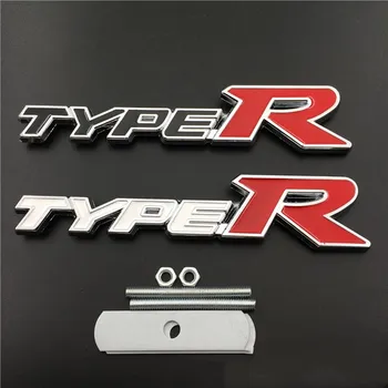 3D Металлическая решетка типа R, передняя Решетка, Эмблема, значок, Наклейка, Наклейка для Honda Civic Typer CRV HRV Accord, подходящие Аксессуары для стайлинга автомобилей