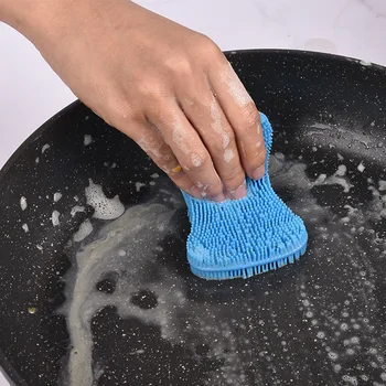 3ШТ Силиконовая щетка для мытья посуды Губка для сковороды Скруббер Силиконовая Губка для чистки фруктовых горшков Щетки для мытья сковородок Кухонный инструмент для чистки