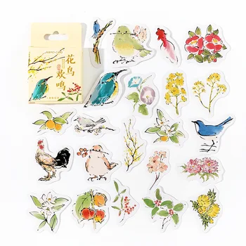 46 шт. /в упаковке, декоративные наклейки из бумаги для рисования с цветами и пением птиц