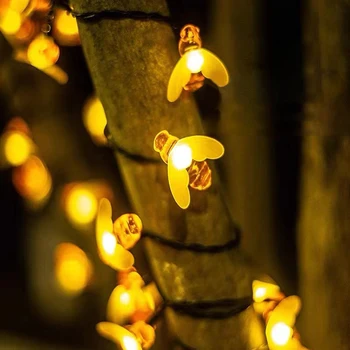 5-12 м, милые светодиодные ночные светильники в форме пчелы, Сказочная гирлянда, забор для сада во внутреннем дворе, Лампа-гирлянда для патио, Рождественское украшение