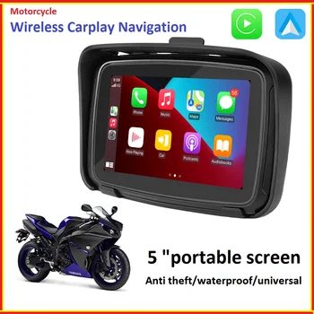 5-дюймовый портативный беспроводной Apple Carplay для мотоцикла, ЖК-дисплей, Android, автоматическая GPS-навигация, Водонепроницаемый монитор IPX7
