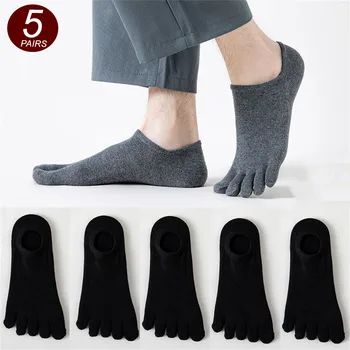 5 пар носков Five Fingers, мужские белые дышащие носки с коротким носком до щиколотки, спортивные, для бега, однотонные, черные, серые, Male Sox