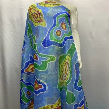 5 ярдов! самая красивая шелковая кружевная ткань Атлас для платья новое поступление африканской шелковой ткани хорошего качества LXE042802