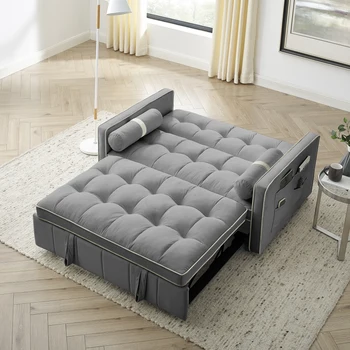 55,5 ; Раскладной диван-кровать Современный 2-местный диван Loveseats с боковыми карманами, регулируемой спинкой и поясничными подушками