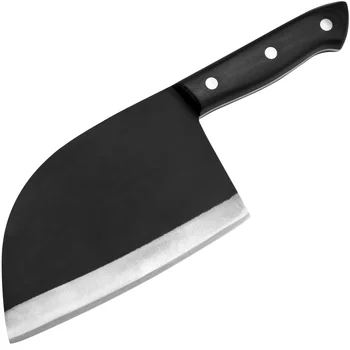 7-дюймовый Мясницкий нож с широким лезвием из нержавеющей стали, Острый Тесак для нарезки овощей, Кухонный инструмент с деревянной ручкой