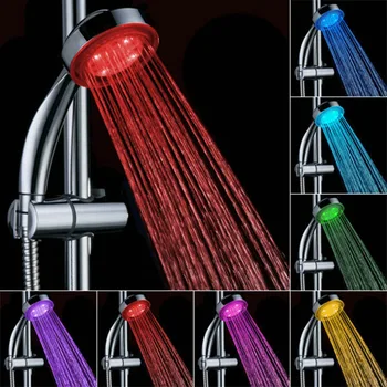 7 Цветов, 5 светодиодных ламп, романтическая автоматическая волшебная насадка для душа с дождевой насадкой, одинарная круглая насадка для водяной ванны, прямая поставка для ванной комнаты