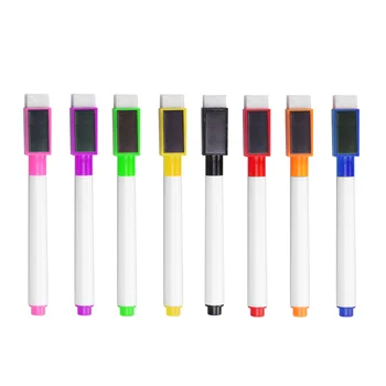 8 шт. Красочных магнитных маркеров с магнитным колпачком и ластиком Разных цветов, школьные принадлежности, детская ручка для рисования, идеально подходящая для