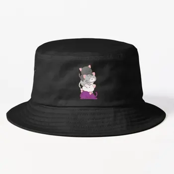 Ace Pride Kawaii Cats, ЛГБТК, Асексуальная шляпа-ведро, Весна
 Дешевая Мужская Мода Fish Casual Fishers Outdoor Sun Black