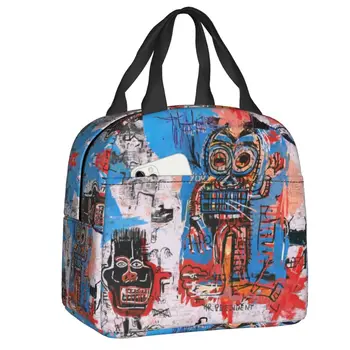 Basquiats Graffiti Art Lunch Bag Многоразовый Изолированный Охладитель Термальный Пищевой Ланч-Бокс для Женщин, Детей, Школьных Рабочих Сумок Для Пикника