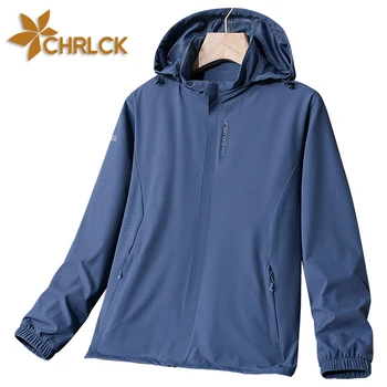 CHRLCK Мужская водонепроницаемая походная куртка, Светоотражающая Ветрозащитная куртка для бега, Женская куртка для кемпинга, рыбалки, охоты, треккинга, пары пальто