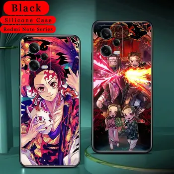 Demon Slayer Kamado Tanjirou Nezuko Чехол Для Xiaomi Redmi Note 12 Pro Plus 12S 11 10 Pro 11S 10S 9 8 Pro 9S 7 8T Задняя Крышка Чехла