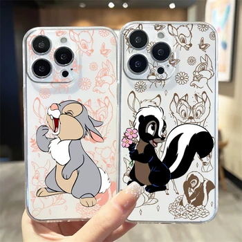 Disney Thumper Bambi Милый Прозрачный Чехол Для Телефона Apple iPhone 14 13 12 11 Mini XS XR X Pro MAX 8 7 6 Plus SE 2020 Чехол