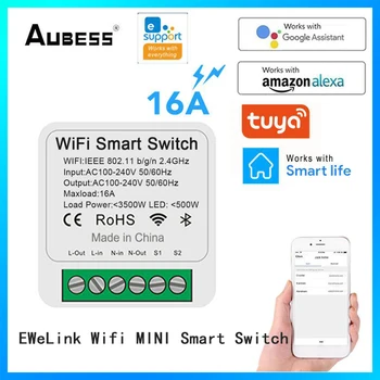 eWeLink Tuya 16A Mini Wifi Smart DIY Switch Module Light 220V Поддерживает 2-полосный модуль автоматизации управления синхронизацией Приложение Для Alexa