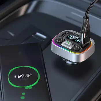 Fm-передатчик Blue Tooth для автомобиля, беспроводное автомобильное зарядное устройство с двумя USB, Красочный светодиодный адаптер Blue Tooth, Музыкальный плеер, инструмент Autnobiles
