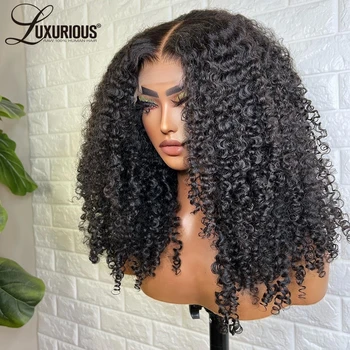 Funmi Кудрявый парик из человеческих волос с челкой, бразильские волосы, натуральный Афро-парик, плотность 150-180, Афро-парик для женщин, человеческие волосы