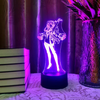 Genshin Impact Yelan Аниме 3D Светодиодная Лампа 16 Цветов Ночник Игровая Фигурка Для Малыша Домашний Декор Спальни Рождественская Вечеринка Иллюзия Подарок