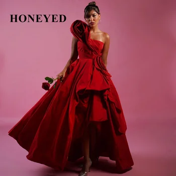 Honeyed2023 Красивые Красные Цветочные Изысканные Асимметричные Платья Для Выпускного Вечера На Одно плечо С 3D Цветами Длинные Платья Pretty Dubai Party Dress
