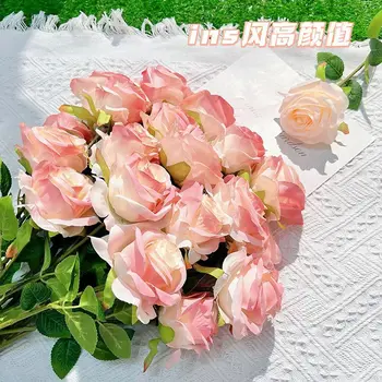 INS Имитация искусственной розы, украшение букета, Цветочная композиция, Фотосъемка, Красивый подарок своими руками, цветы для украшения гостиной