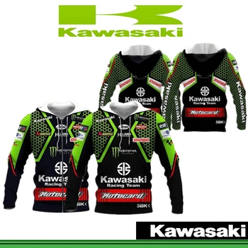 Kawasaki Motorcycle Racing Ver5, черная мужская толстовка на молнии, весна-осень, женская толстовка с длинным рукавом, детские куртки SWW