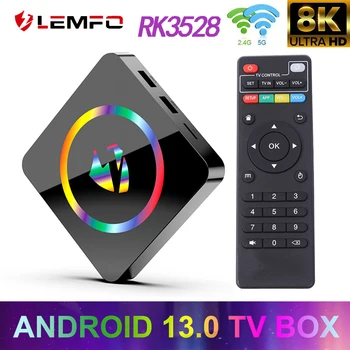 LEMFO T1 Android 13 TV Box Двойной WIFI RK3528 Поддержка 8K медиаплеера BT4.0 Android 13,0 4G 32G 64G Двойной Wifi PK Android 12 6K 4K